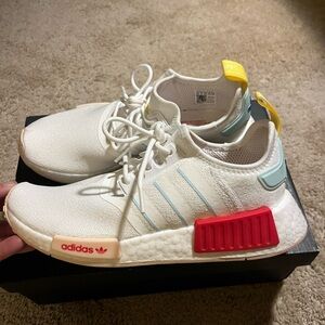 Adidas women’s  Sneakers - White with Red and Blue Accents